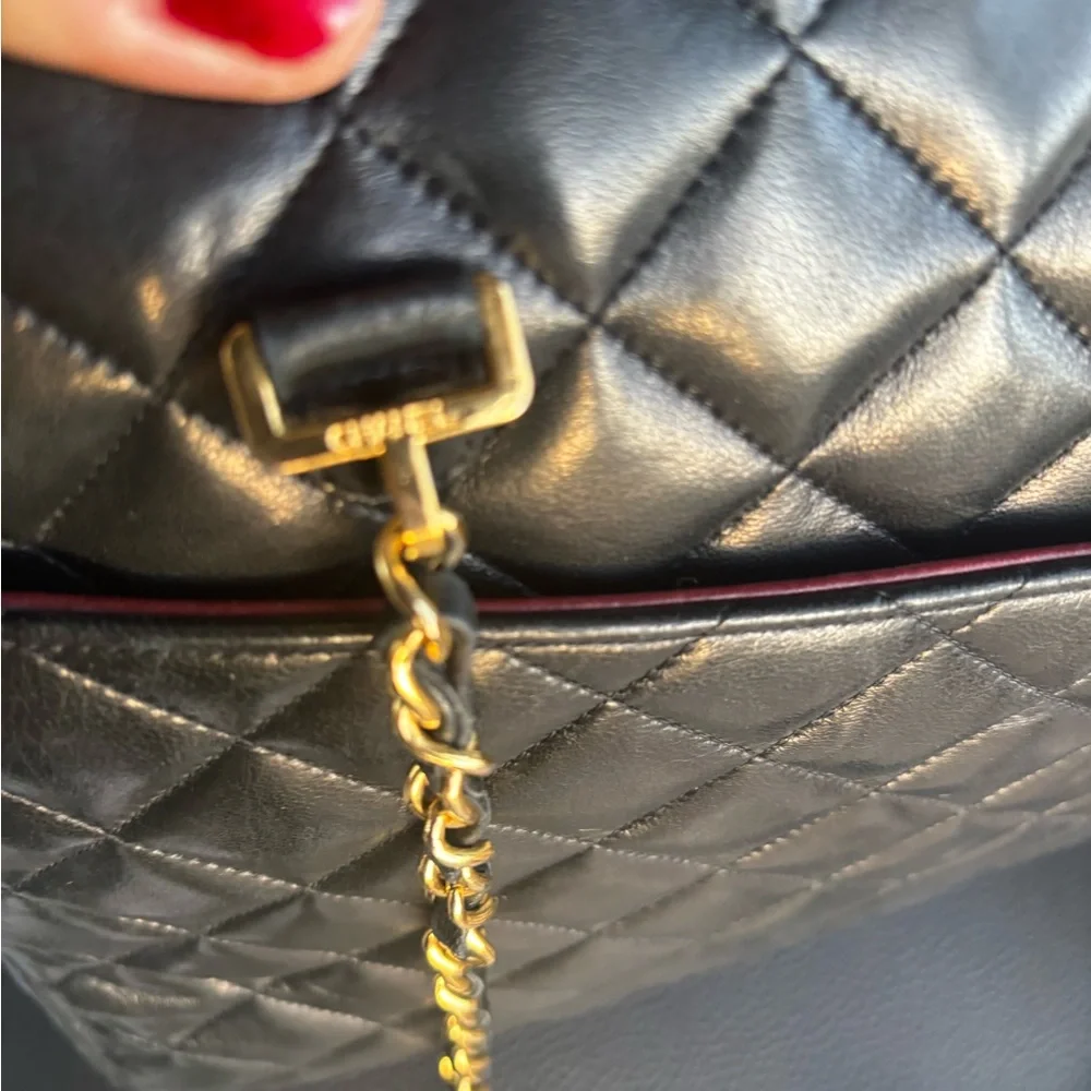 EUC! Chanel 24k Gold Diamond Lambskin Leather Chain Bag Huge Bag - Picture 12 of 16